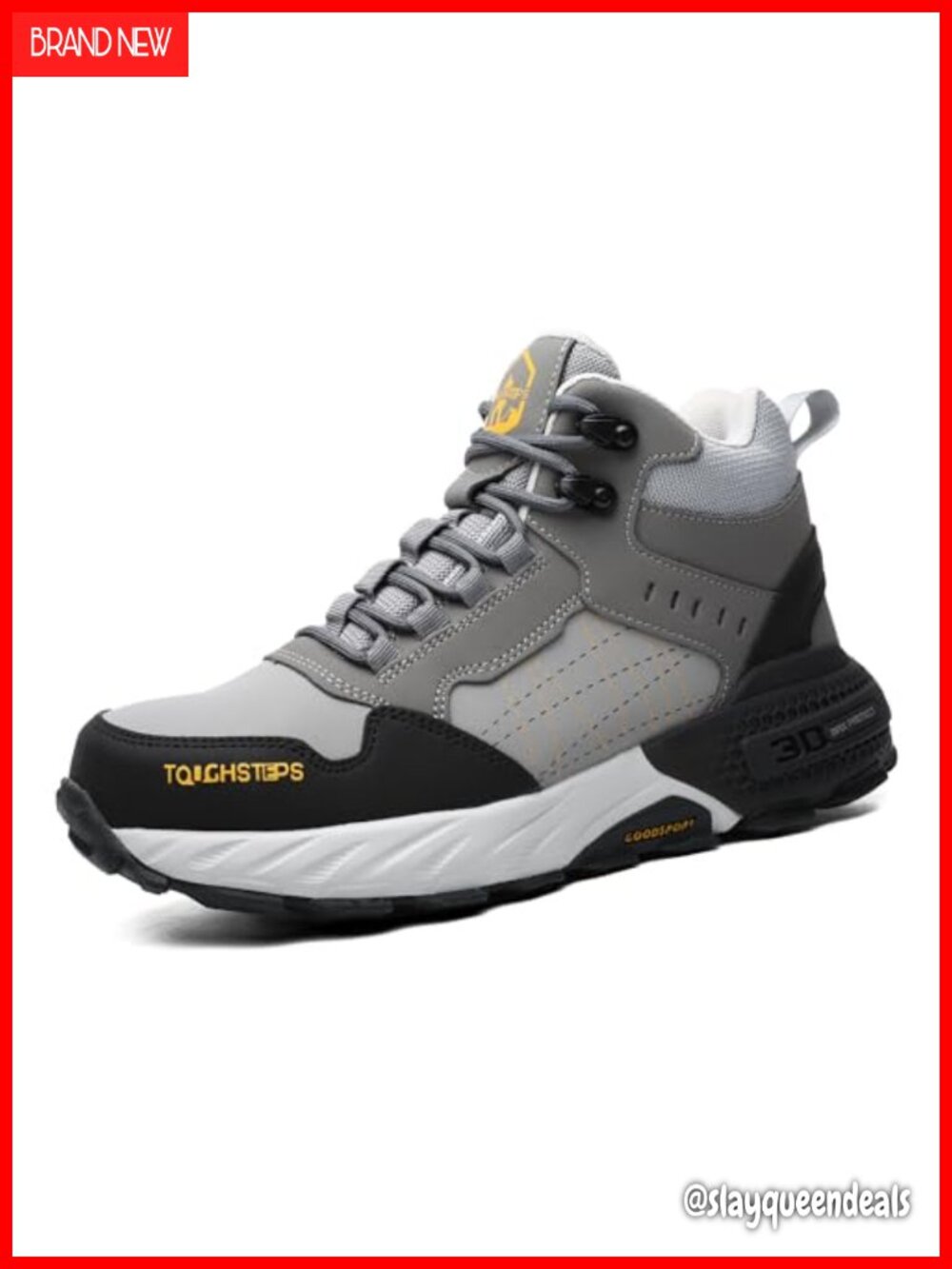 Steel Toe Work Boots Puncture Resistant Safety Shoes 6" Faux Leather Industrial